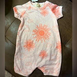 Paige Lauren‎ Baby Slub Rib Romper Whim-zzz - Sun Burst Orange 3-6 months